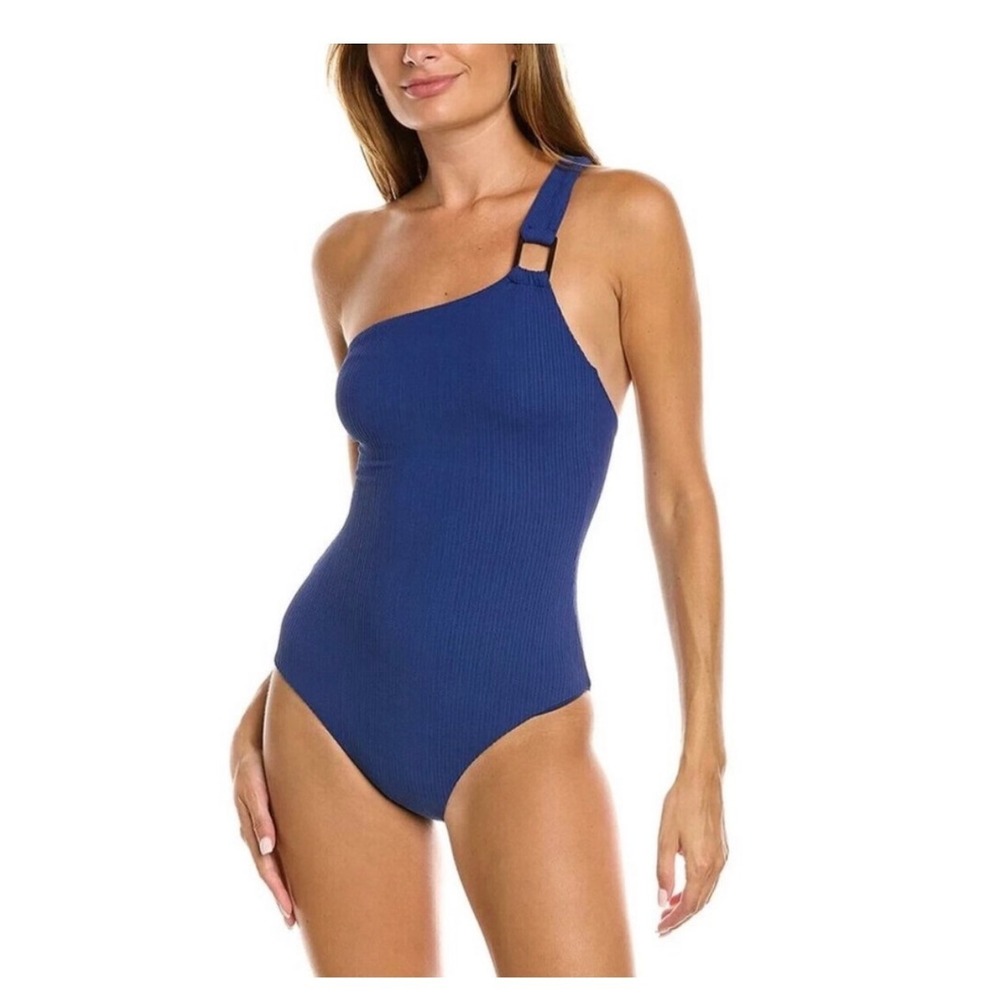 Onia Jenna One Piece Solid Seersucker Swimsuit New Blue WSO26-02 XL